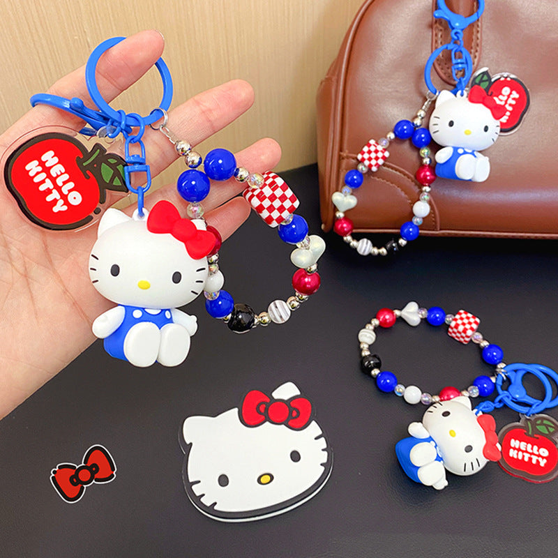 Kt Cat String Bead Chain Keychain Sanrio Cartoon Doll Bag Pendant
