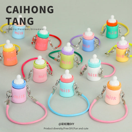 2pcs Cute Lanyard Bottle Resin Creative Cotton Keychain Pendant.