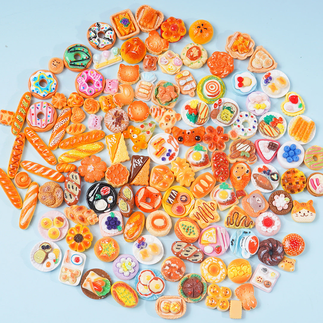 20PCS Simulated food and play miniature bread mixed DIY resin jewelry accessories toy supermarket