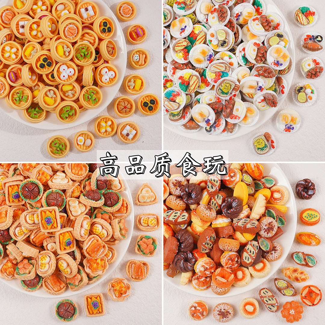 20PCS Simulated food and play miniature bread mixed DIY resin jewelry accessories toy supermarket