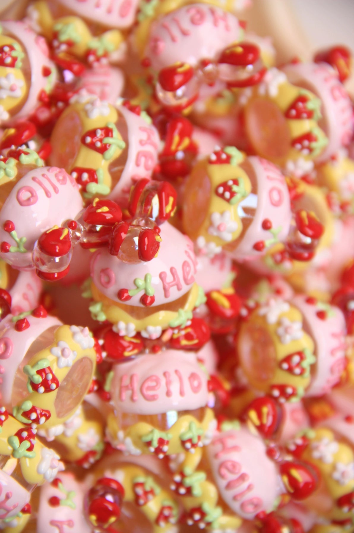 5PCS / Original Hand-painted Beads Handmade DIY Mobile Phone Chain Pendant
