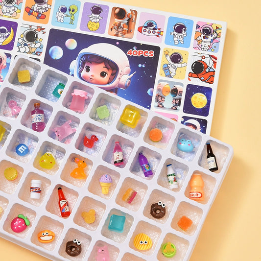 40 Simulated Food and Play Blind Boxes, Mini Miniature Bottles, Luminous Resin Gifts.