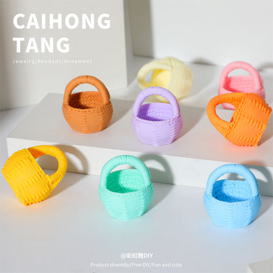 Color Portable Flower Basket Braided Basket, Keychain DIY Accessories