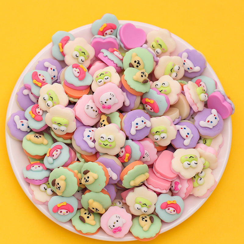20Pcs/cream Glue DIY Accessories, Handmade Materials Simulation Bread Sushi Biscuits Mixed Snacks