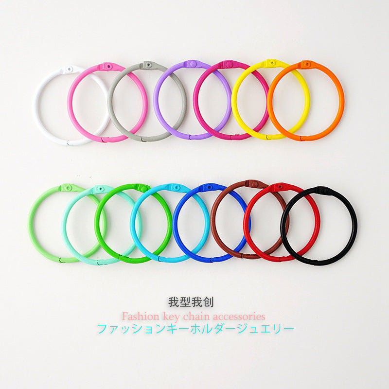 15pcs/Jewelry Accessories 45mm Iron Color Round Open Card Ring Keychain