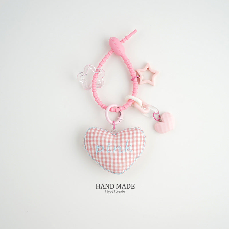 2PCS cute plush love pendant bag decorative keychain