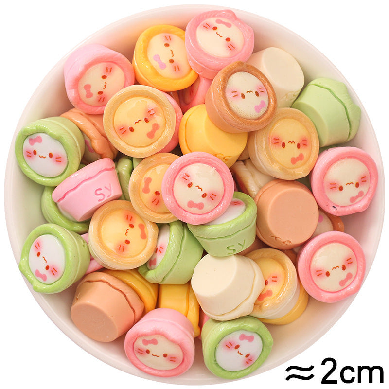 20Pcs/cream Glue DIY Accessories, Handmade Materials Simulation Bread Sushi Biscuits Mixed Snacks