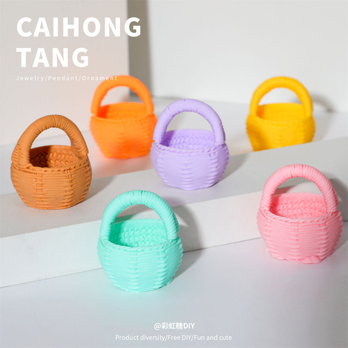 Color Portable Flower Basket Braided Basket, Keychain DIY Accessories