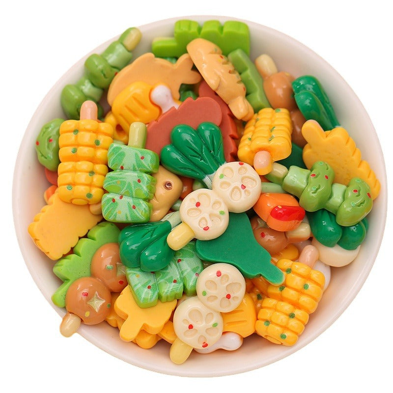20Pcs/cream Glue DIY Accessories, Handmade Materials Simulation Bread Sushi Biscuits Mixed Snacks