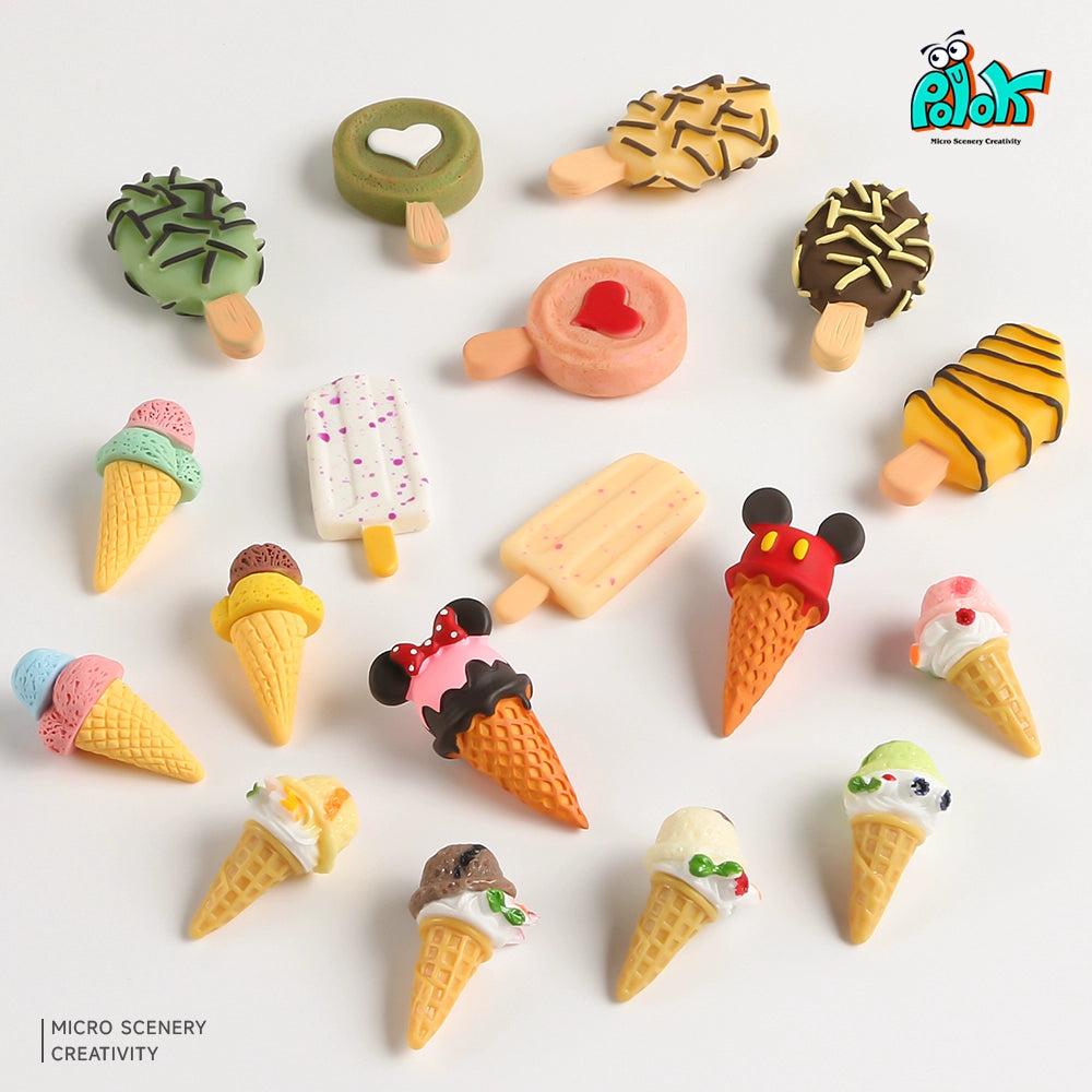 Summer Mini Ice Cream Blind Bag Miniature Simulation Sundae Ice Cream Cone Model Small Ornament