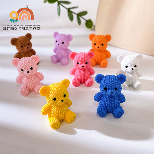 12pcs Summer Cartoon DIY Accessories Solid Color Bear