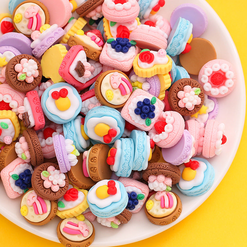 20Pcs/cream Glue DIY Accessories, Handmade Materials Simulation Bread Sushi Biscuits Mixed Snacks