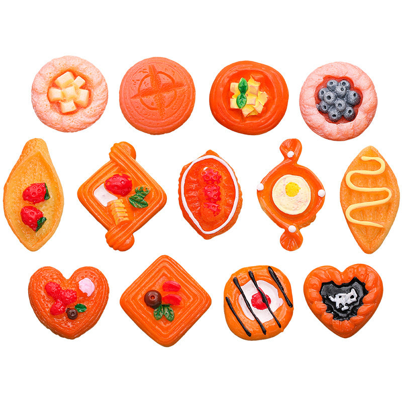 20Pcs/cream Glue DIY Accessories, Handmade Materials Simulation Bread Sushi Biscuits Mixed Snacks