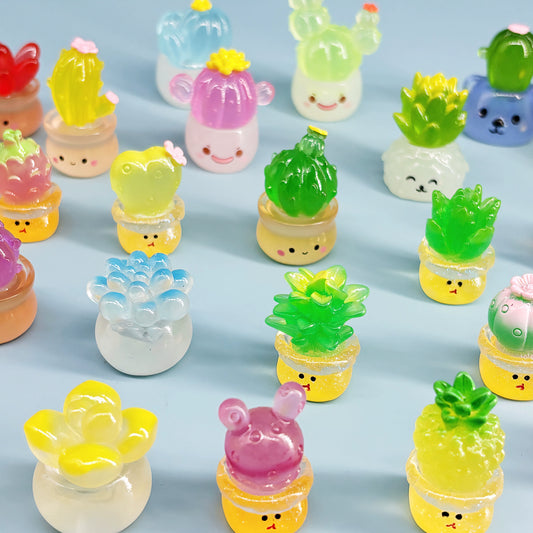 Mini luminous small plant cactus simulation potted miniature ornament