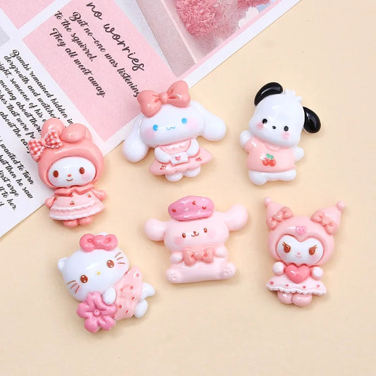 10PCS cartoon bright surface animal Hug Flower Cat Resin Flat Back Scrapbook Diy Jewelry hair clips Ornament Accessories A4