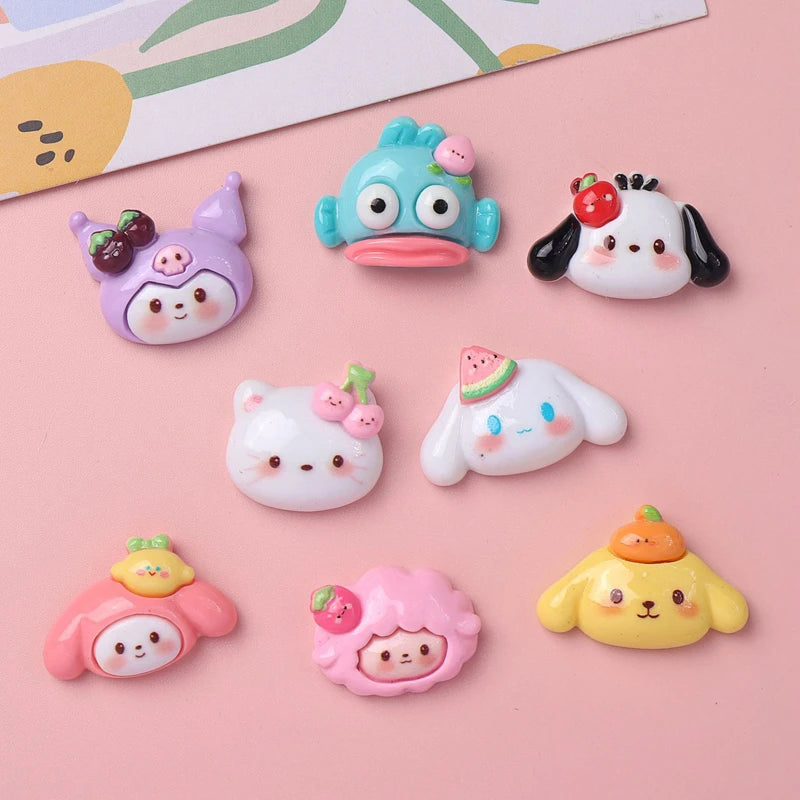10 Pcs New Kawaii Cartoon Kitten, Puppy, Rabbit Resin Flat Back Scrapbook Figurine DIY Bow Decor Accessories Crafts A9