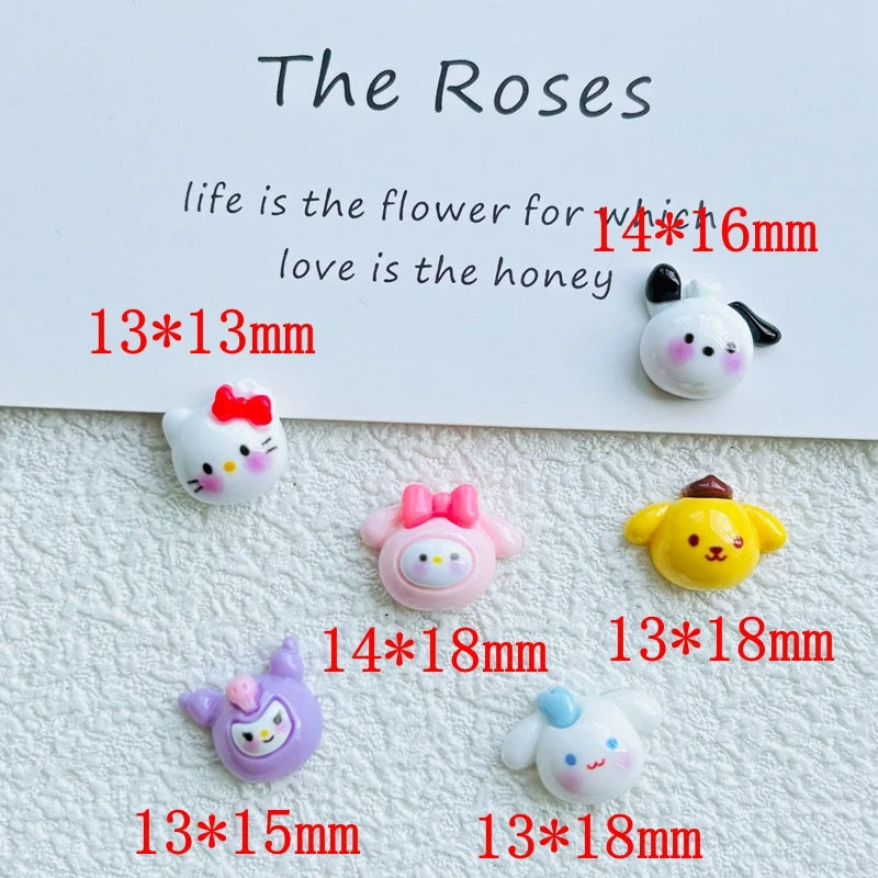 20 Pcs New Kawaii Cartoon Kitten, Puppy, Rabbit Resin Flat Back Scrapbook Figurine DIY Bow Decor Accessories Crafts A14