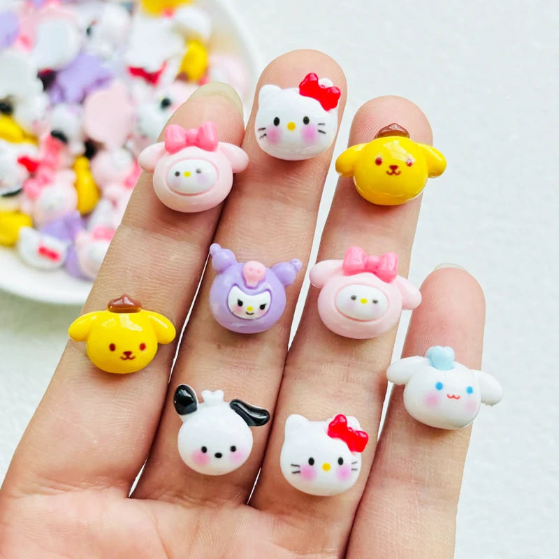 20 Pcs New Kawaii Cartoon Kitten, Puppy, Rabbit Resin Flat Back Scrapbook Figurine DIY Bow Decor Accessories Crafts A14