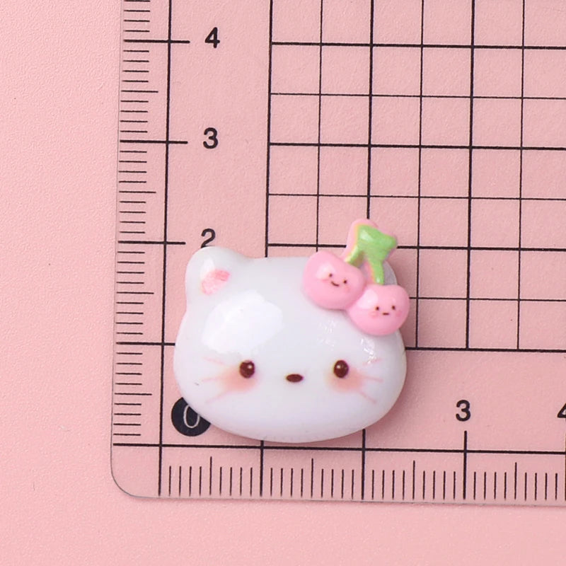 10 Pcs New Kawaii Cartoon Kitten, Puppy, Rabbit Resin Flat Back Scrapbook Figurine DIY Bow Decor Accessories Crafts A9