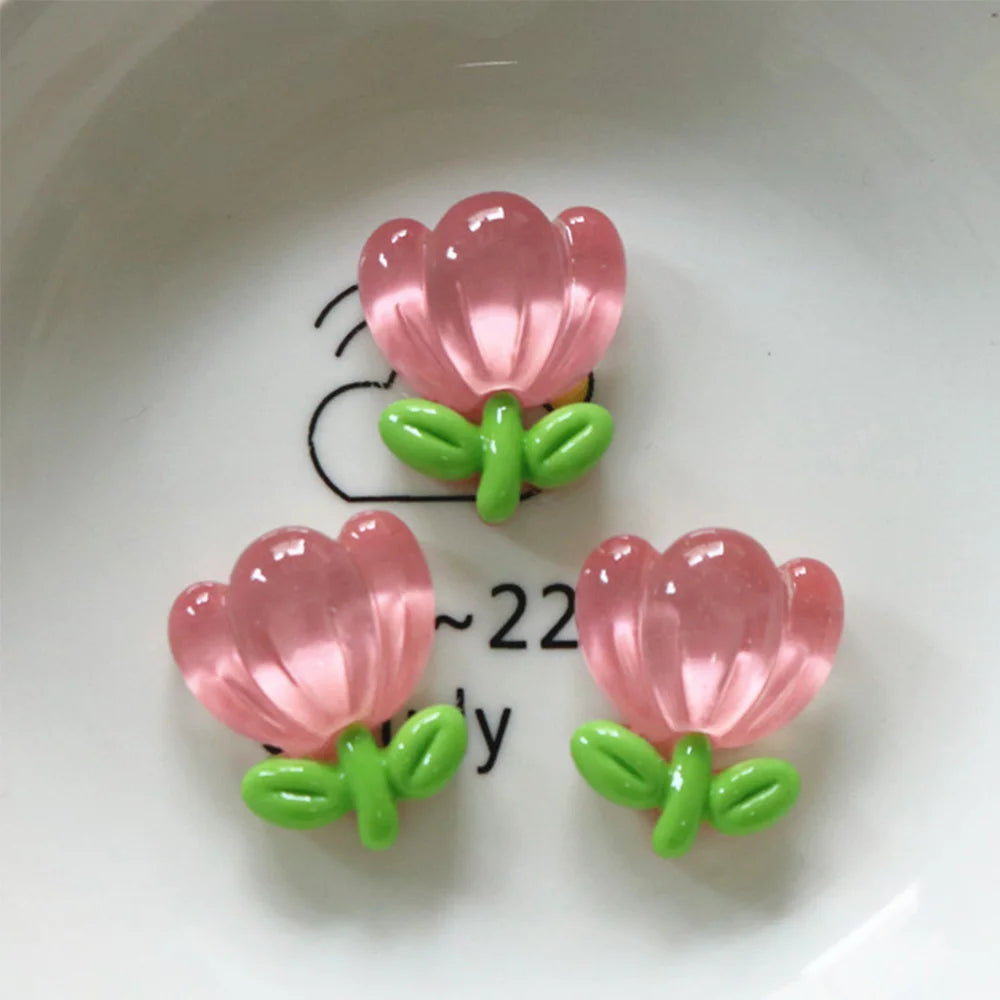 10PCS Clear Flower Series Resin Flatback Cabochons For Hairpin Phone Case Scrapbooking DIY Jewelry Craft Decoration Accessories