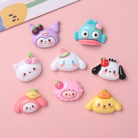 10 Pcs New Kawaii Cartoon Kitten, Puppy, Rabbit Resin Flat Back Scrapbook Figurine DIY Bow Decor Accessories Crafts A9