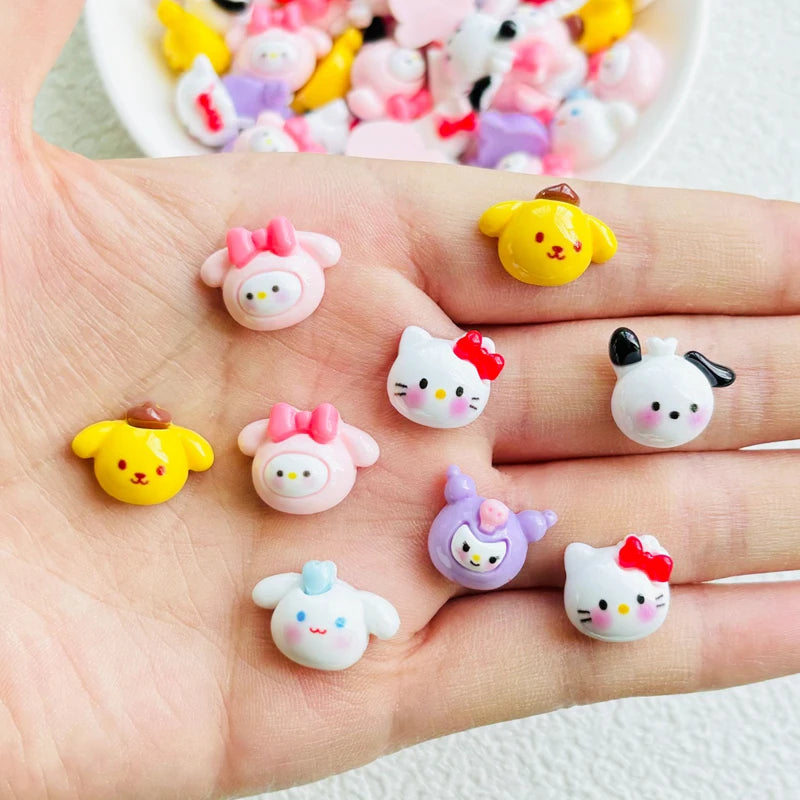 20 Pcs New Kawaii Cartoon Kitten, Puppy, Rabbit Resin Flat Back Scrapbook Figurine DIY Bow Decor Accessories Crafts A14