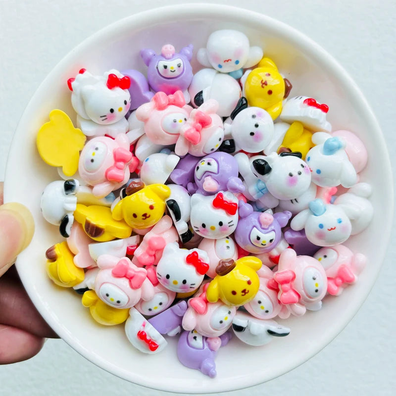 20 Pcs New Kawaii Cartoon Kitten, Puppy, Rabbit Resin Flat Back Scrapbook Figurine DIY Bow Decor Accessories Crafts A14